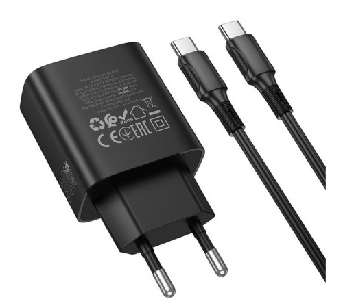 МЗП Borofone BA97A PD30W (1USB-C) + кабель Type-C to Type-C Black