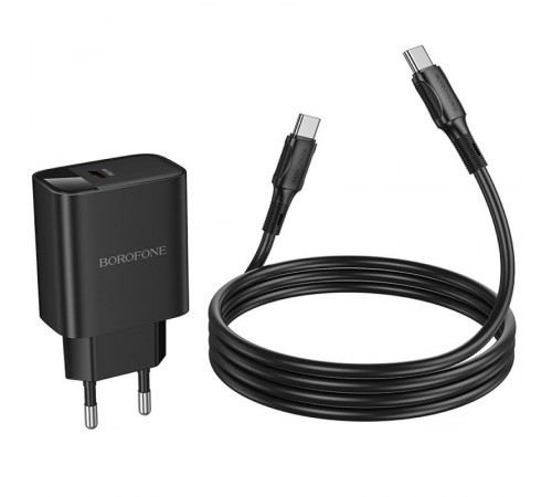 МЗП Borofone BA97A PD30W (1USB-C) + кабель Type-C to Type-C Black