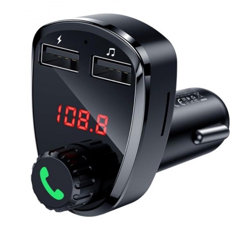 АЗП FM модулятор Hoco DE24 QC3.0 (2USB-A) Black