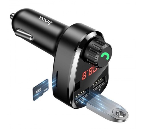 АЗП FM модулятор Hoco DE24 QC3.0 (2USB-A) Black