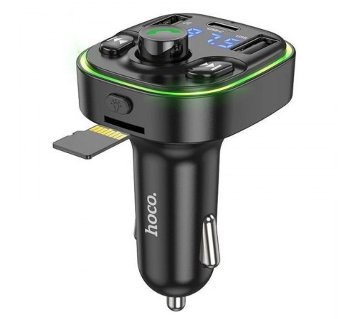 АЗП FM модулятор Hoco DE5 PD20W+QC3.0 (2USB-A/1C) Black