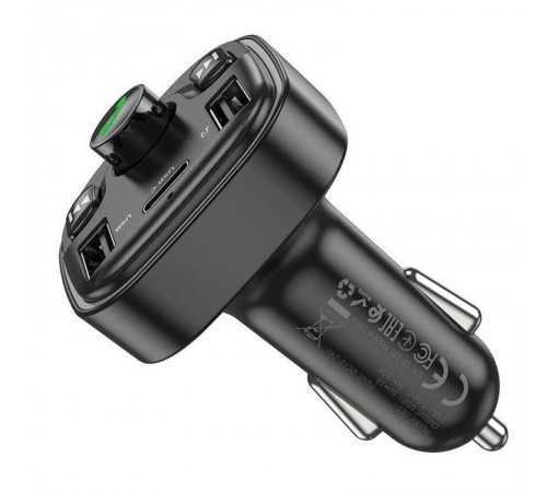 АЗП FM модулятор Hoco DE5 PD20W+QC3.0 (2USB-A/1C) Black