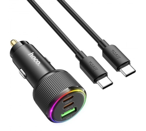 АЗП Hoco NZ17 High Power 45W (1USB-A/2C) + кабель Type-C to Type-C Black