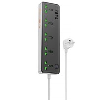 Подовжувач Hoco AC13A Safety Socket (3USB-A/1C/5xSocket) (1.5m) Black