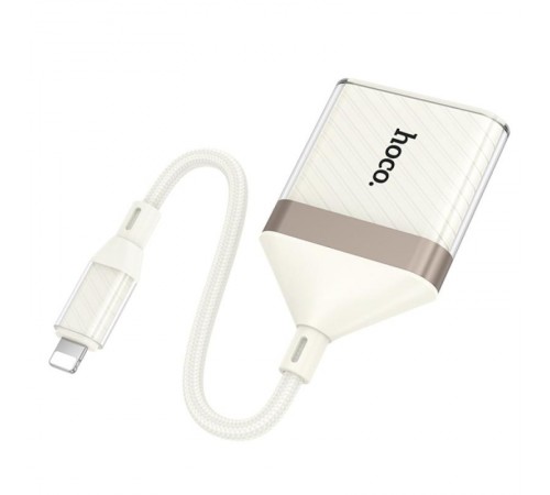 Перехідник Hoco UA40 Crystal 2in1 Lightning to SD/TF (0.15m) Apricot