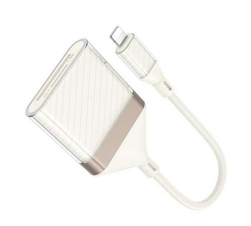 Перехідник Hoco UA40 Crystal 2in1 Lightning to SD/TF (0.15m) Apricot