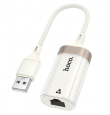 Перехідник Hoco UA41 Crystal USB to RJ45 100 Mbs (0.15m) Apricot