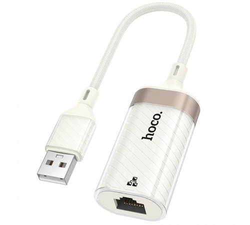 Перехідник Hoco UA41 Crystal USB to RJ45 100 Mbs (0.15m) Apricot