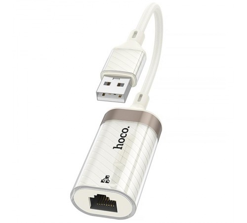 Перехідник Hoco UA41 Crystal USB to RJ45 100 Mbs (0.15m) Apricot