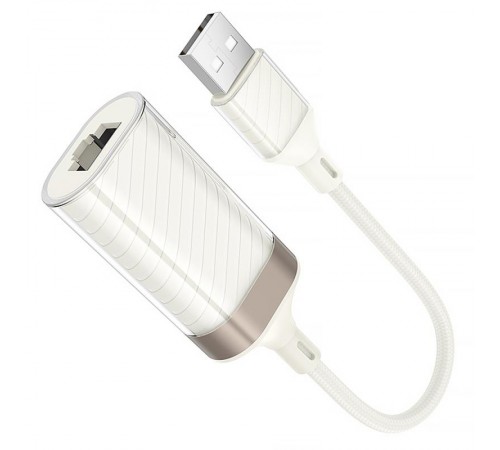Перехідник Hoco UA41 Crystal USB to RJ45 100 Mbs (0.15m) Apricot