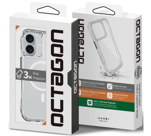 Чохол TPU Space Octagon with MagSafe для Apple iPhone 16 (6.1") Clear