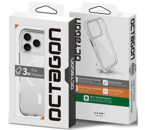 Чохол TPU Space Octagon with MagSafe для Apple iPhone 17 Pro Max (6.9") Clear