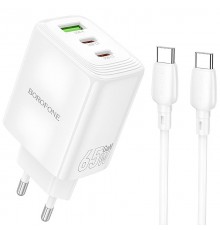 МЗП Borofone BN32 Cargador PD65W (1USB-A/2C) + кабель Type-C to Type-C White