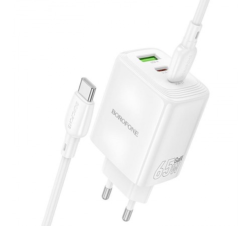 МЗП Borofone BN32 Cargador PD65W (1USB-A/2C) + кабель Type-C to Type-C White