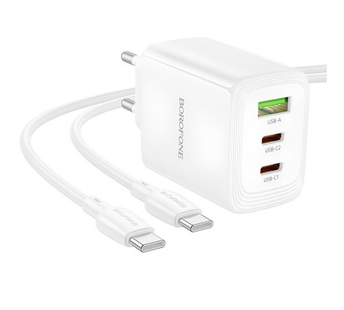 МЗП Borofone BN32 Cargador PD65W (1USB-A/2C) + кабель Type-C to Type-C White