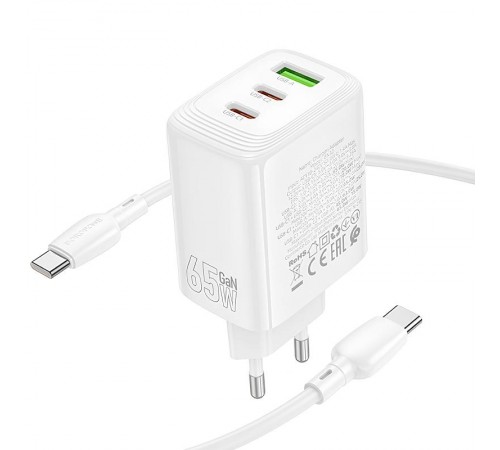 МЗП Borofone BN32 Cargador PD65W (1USB-A/2C) + кабель Type-C to Type-C White