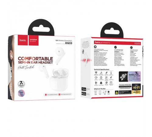 Бездротові TWS навушники Hoco EQ33 Gem (App) White