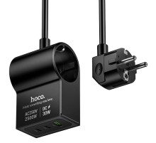 МЗП Hoco AC33 Win 1 position 30W QC+PD (1USB-A/2C/1Socket) (1.5m) Black