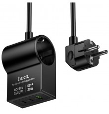 МЗП Hoco AC33 Win 1 position 30W QC+PD (1USB-A/2C/1Socket) (1.5m) Black