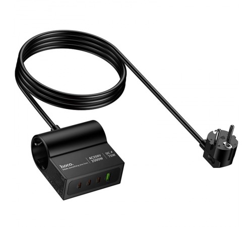 МЗП Hoco AC34 Win 2 position 70W QC+PD (1USB-A/3C/1Socket) (1.5m) Black