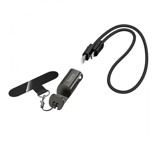 Дата кабель Hoco X126 Experto Type-C to Lightning 30W + Phone Holder & Lanyard (0.35m) Black