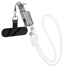 Дата кабель Hoco X126 Experto Type-C to Lightning 30W + Phone Holder & Lanyard (0.35m) Light Gray