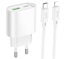 МЗП Hoco C109A Fighter PD20W (1USB-C) + кабель Type-C to Lightning White