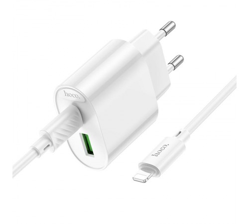 МЗП Hoco C109A Fighter PD20W (1USB-C) + кабель Type-C to Lightning White