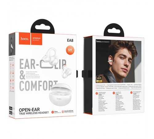 Бездротові TWS навушники Hoco EA8 Warm clip-on (App) White
