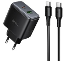 МЗП Hoco C158A Upgrade PD45W (1USB-A/1C) + кабель Type-C to Type-C Black