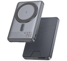 Портативний ЗП Power Bank Hoco Q46 Title PD20W з БЗП+card holder 5000 mAh Silver gray
