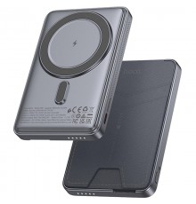 Портативний ЗП Power Bank Hoco Q46 Title PD20W з БЗП+card holder 5000 mAh Silver gray