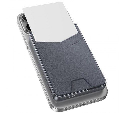 Портативний ЗП Power Bank Hoco Q46 Title PD20W з БЗП+card holder 5000 mAh Silver gray