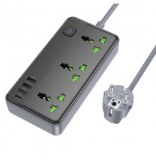 Подовжувач Borofone BAC2A (3USB-A/1C/3xSocket) (1.5m) Black