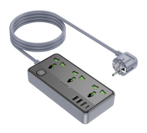 Подовжувач Borofone BAC2A (3USB-A/1C/3xSocket) (1.5m) Black