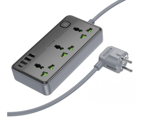 Подовжувач Borofone BAC2A (3USB-A/1C/3xSocket) (1.5m) Black