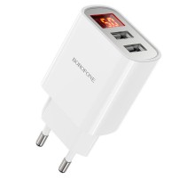 МЗП Borofone BA58A with digital display 2.4A (2USB-A) White