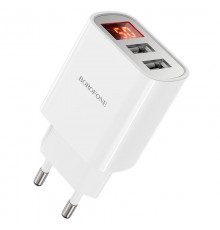 МЗП Borofone BA58A with digital display 2.4A (2USB-A) White