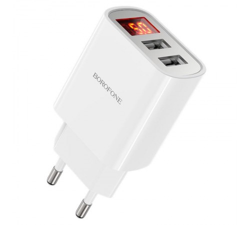 МЗП Borofone BA58A with digital display 2.4A (2USB-A) White