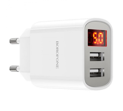 МЗП Borofone BA58A with digital display 2.4A (2USB-A) White