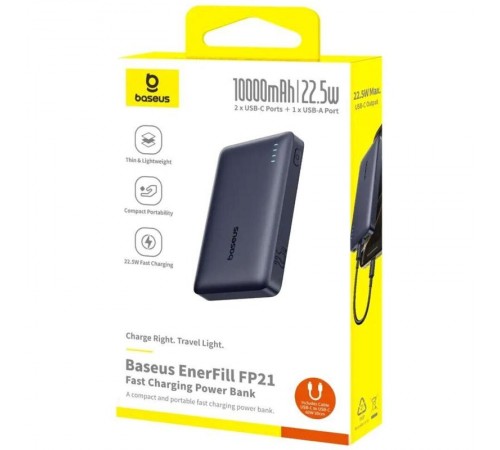 Портативний ЗП Power Bank Baseus EnerFill FP21 22.5W 10000 mAh (P1008210D213) Cosmic Black