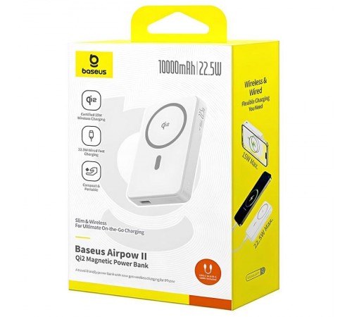 Портативний ЗП Power Bank Baseus EnerFill FM11 Ultra-Mini 22.5W з БЗП 10000mAh (P1008210E123) White