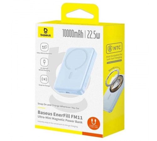 Портативний ЗП Power Bank Baseus EnerFill FM11 Ultra-Mini 22.5W з БЗП 10000mAh (PPFM11-1022) Galaxy Blue