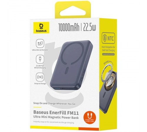 Портативний ЗП Power Bank Baseus EnerFill FM11 Ultra-Mini 22.5W з БЗП 10000mAh (PPFM11-1022) Space Grey