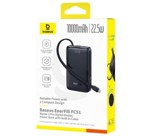 Портативний ЗП Power Bank Baseus EnerFill Bipow2 Pro 22.5W 10000 mAh (E0027601) Black