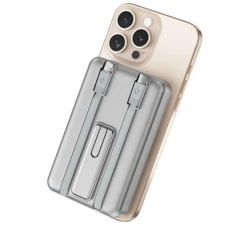 Портативний ЗП Power Bank WIWU Wi-P056 22.5W+PD20W з БЗП+iWatch with cable 10000 mAh Silver