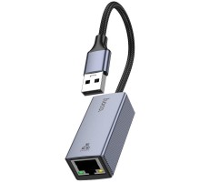 Перехідник Hoco UA37 Portable USB to RJ45 1000 Mbs (0.15m) Metal gray