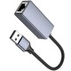 Перехідник Hoco UA37 Portable USB to RJ45 1000 Mbs (0.15m) Metal gray