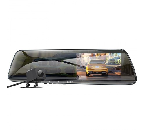 Автомобільний регистратор дзеркало Hoco DV4 Dual-Channel Driving Recorder 1080p+720p 4.5" Iron gray