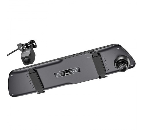 Автомобільний регистратор дзеркало Hoco DV4 Dual-Channel Driving Recorder 1080p+720p 4.5" Iron gray